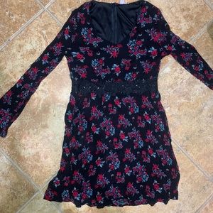 Francescas Floral Mini Black Dress